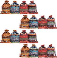 IBLUE Drawstring Gift Bags Ethnic Style Jewelry Coin Pouches Egyptian Candy Party Wedding Sachet Purse P003 (Mixed Color, 3.7"×5.1")