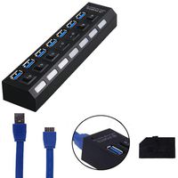 Generic USB 3.0 Hub Super Speed 7 Port With Individual Power Switches Included Power Adapter (Black)