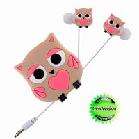 Earbuds for Teens, Moear Cartoon Earphones/Earbuds/Headphones to 3.5mm with Cable Wrap Winder 3D Owl Noise Isolating Control Compatible with Most Smartphones