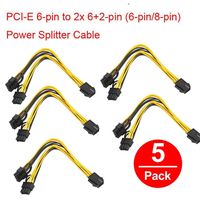 Glumes PCI-E 6-pin to 2 x 6+2-pin (6-pin/8-pin) Power Splitter Cable PCIE PCI Express,8 inches,18 AWG copper (5-pack)