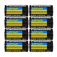 Panasonic CR123A 3V Long Lasting Lithium Batteries - Clam Shell 8 Pack