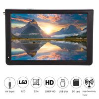 ASHATA 12inch ATSC Portable TV, 1080P HD 12'' Digital Television ATSC Portable TV with Foldable Holder,HDMI Video Player Digital TV with USB Port & SD Card Slot for Home Car (Black)