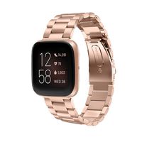 Shangpule Compatible with Fitbit Versa 2 Bands for Women Men, Stainless Steel Metal Replacement Strap Wristband Accessories for Versa 2/Versa/Versa Lite Smart Watch Large Small (Rose Gold)