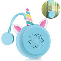 BONBON Mini Bluetooth Shower Speaker Waterproof for Kids Handsfree Speakerphone Music in Bathroom Wireless Waterproof Portable Speakers Built-in Mic Suction Cup with Lanyard-Blue