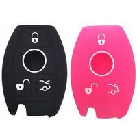 Ezzy Auto Black and Rose Silicone Rubber Key Fob Case Key Covers Key Jacket Skin Protector fit for Mercedes-Benz C S M E SL SLK Class Key