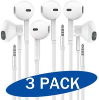 Headphones with Microphone, Certified XPOWER in-Ear 3.5mm Noise Isolating Earphones Sport Headset for iPhone iPad iPod Laptop Samsung Tablet Android LG HTC Smartphones (White) 3-Pack