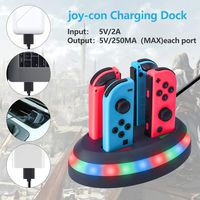4 in 1 Charging Dock Compatible with Nintendo Switch Joy Con,Unine Controller Fast Charger Station,Docking Stand with Marqueen Indicator Lights adn USB Port Cable