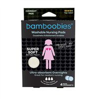 Bamboobies Washable Nursing Pads For Breastfeeding Starter Pack | Reusable Breast Pads| 2 Overnight Pairs
