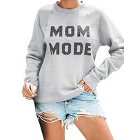 LINYIOU77 Womens Winter Loose Crewneck Sweatshirt Long Sleeve Letter Print Terry Casual Cute Pullover Tops Gray