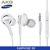 OEM UrbanX 2019 Stereo Headphones for Samsung Galaxy S10 S10e Plus Braided Cable - Designed by AKG - with Microphone and Volume Buttons (White)