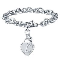 Gifts For Women Jewelry Initial Bracelet - Engraved Letter L Initial Bracelet Stainless Steel Hand Stamped Womens Tiny Heart Letter Charm Bracelet Mothers Day Birthday Jewelry Gifts for Her Women Mom
