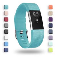 POY Replacement Bands Compatible for Fitbit Charge 2, Classic Edition Adjustable Sport Wristbands, Large Cyan