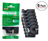 6/Pack LM Tapes - Premium LM-45021 1/2" White on Black Compatible Label Maker Tape, Replaces Dymo 45021 D1 Label Tape 12mm