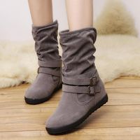 Hemlock Womens Booties, Ladies Winter Warm Calf Boots Slip On Snow Women Shoes Booties (US:9, Grey)