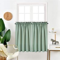 IDEALHOUSE Sage Green Tier Curtains,Waffle Woven Textured Short Window Curtain for Cafe,Bathroom,Kitchen & Kids Bedroom Rod Pocket Curtains(2 Panels, 30Inch Wide by 30Inch Long
