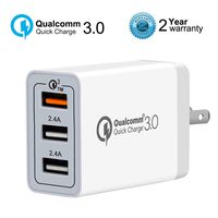 Quick Charge 3.0 Wall Charger, AOLERX 3-Port USB Foldable Plug, for iPad Tablet Phone Quick Charge Travel Adapter Android Fast Charger Compatible with Samsung, LG, HTC, iPhone & More