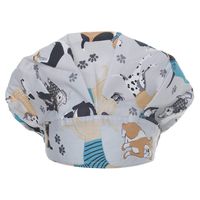 Opromo Adjustable Cotton Scrub Cap Animal Print Bouffant Hat with Sweatband-Dog Pet Grey