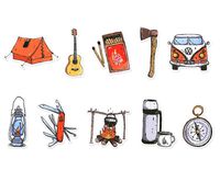 June Adventure Camping Waterproof Stickers for Luggage Laptop Water Bottle/Outdoors Hiking Travel Decals for Helmet Motorcycle Skateboard/Wilderness Nature Pack for Scrapbook Planner Bullet Journals
