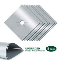 Stove Burner Covers Upgraded Double Thickness Silver Reusable Non-Stick Gas Stove Burner Liners Easy to Clean Heat Resistant Approved by FDA & LFGB (8 PCS)