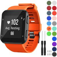 GVFM Band Compatible with Garmin Forerunner 35, Soft Silicone Replacement Watch Band Strap for Garmin Forerunner 35 Smart Watch, Fit 5.11-9.05 Inch (130-230 mm) Wrist (Orange (Black Buckle))