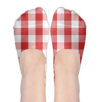 Red Gingham Prints Womens Non Slip Athletic Compression Ankle Boat Short Socks For Yoga Train Hiking Cycling Running Sports Soccer