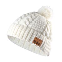 Pococina Upgraded 4.2 Bluetooth Beanie Hat Pom Pom Winter Knit Music Hat Cap Wireless Headphones Bluetooth Hat with Stereo Speaker Built-in Mic Birthday Gifts for Women Teen Girls - WM5 White
