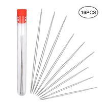 SUMAJU 16 Pieces Beading Needles with Needle Bottle, 5 Sizes Seed Beads Needles Beading Big Eye Collapsible Beading Needles Set for Jewelry Making