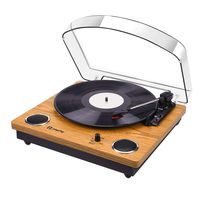 Record Player, 3-Speed Popsky Vintage Turntable with Bluetooth， Vinyl Player with Built-in Speakers, Portable LP Player, Vinyl-to-MP3 Recording, 3.5mm AUX & RCA Jack