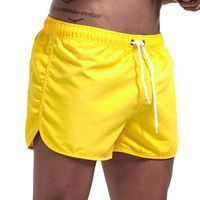 haoricu Men's Beach Shorts Quick Dry Surfing Swim Trunks Elastic Drawstring Shorts Multi-Color Optional Yellow