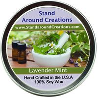 Premium 100% All Natural Soy Wax Aromatherapy Candle - 4oz Tin - Lavender Mint: A well-balanced herbal blend of earthy lavender flowers and fresh peppermint and spearmint sprigs.