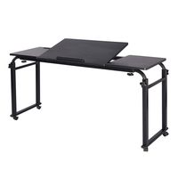 Overbed Table with Wheels Mobile Laptop Desk Cart Computer Table Over The Bed Table Adjustable Height and Length with Tilt Stand Board for Hospital and Home