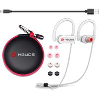 Wireless Earphone Bluetooth Headphone Sport Earbuds Waterproof Ipx7 Earhook in-Ear with Mic Noise Canceling Sweatproof Stereo Cell Hands-Free Call HiFi Headset for Workout Gym Running H1 (White)