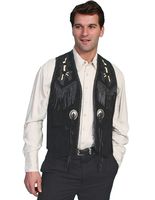 Scully 755 Mens Handlaced Bead Trim Vest, Black Boar - 44L