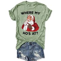Winsummer Christmas Shirts for Women's Christmas Santa Claws Short Sleeve Round Neck T Shirt Funny Christmas Graphic Tee Tops