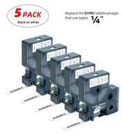 Label Orison-D1 Tape Labels 43613 1/4 Inch (6mm) Black on White Labeling Refills Compatible with Dymo LabelManager 160 280 PnP 260P 210D 280 420P 450D 360D 500TS,5 Cartridges