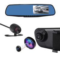4.3 inch 1080P Dash Cam Dual Lens FHD Rearview Mirror Cam Car DVR Video Recorder with 170-degree Wide Angle Lens, Car Video Camera with G-Sensor, Loop Recording