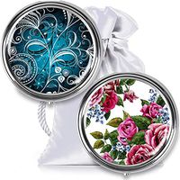 2PK Pill Box Case with Design. 3 Compartments. 3 Times A Day Organizer for Vitamins Supplements Medication Storage. Portable for Purse & Pockets. Travel Essentials. Vintage Florals