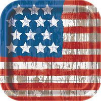 Square Vintage American Flag Dessert Plates, 10ct