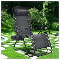 Sunlounger, Outdoor Folding 0 Gravity Reclining Lounge Chair, Black