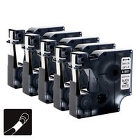 Replace DYMO 18051 Industrial Heat Shrink Labels 1/4'' Tubes, Compatible with DYMO Rhino PRO Laber Makers 4200 5200 6000, Black on White 6mm x 4.9' (1.5m), 5-Pack