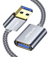 USB 3.0 Extension Cable, JSAUX 2 Pack 6.6ft USB A Male to USB A Female Extender Cord 5Gbps Data Transfer USB Flash Drive, Keyboard, Mouse, Playstation, Xbox, Oculus VR, Card Reader, Printer(Grey)