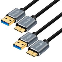 USB 3.0 Micro Cable 1.5ft,Yeung Qee (1.5ft,2 Pack) USB 3.0 Type A Male to Micro B Hard Drive Cable Compatible with Samsung Galaxy S5, Note 3, Note Pro 12.2,Camera, Hard Drive and More