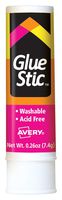 Avery Glue Stic White, 0.26 oz., Washable, Nontoxic, Permanent Adhesive, 1 Glue Stick (00161)