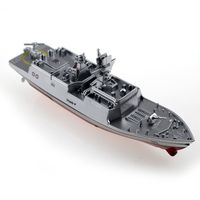 Tipmant Military RC Naval Ship Vessel Model Remote Control Boat Speedboat Yacht Electric Water Kids Toy (Antenna Not Required)- Silver