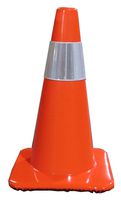 Work Area Protection 18PVCS Polyvinyl Chloride Standard Traffic Cone with 4" VSB Reflective Collar, 7-1/4" Diameter x 18" Height, Fluorescent Orange
