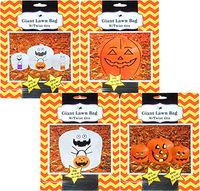 Set Of 4 Halloween Decorative Giant Lawn Bags With Twist Ties (Pumpkin & Ghost)