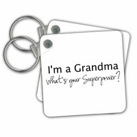 3dRose I'm a Grandma What's Your Superpower Funny Gift for Grandmom Key Chains, Set of 2 (kc_184945_1)