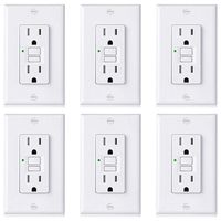 [6 Pack] BESTTEN Slim GFCI Outlet, 15A, Tamper-Resistant (TR) GFI Duplex Receptacle with LED Indicator, Self-Test Ground Fault Circuit Interrupter with Decorator Wall Plate, UL Listed, White, USG5