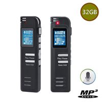 INJATek 32G Voice Recorder, 25hr Battery,Digital Voice Recorder, Professioal 32GB Voice Activated Recordings with MP3 Player, Intelligent Noise Reduction Microphone and LCD Screen(A500E)