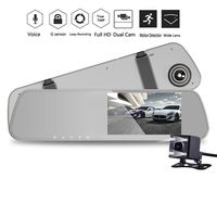 INRIGOROUS Dual Lens Dash Cam 4.3" Rearview Mirror Dash Cam Dual lens in Car Camera Black Box Car DVR Double Cameras Dashcams Car Video Recorder